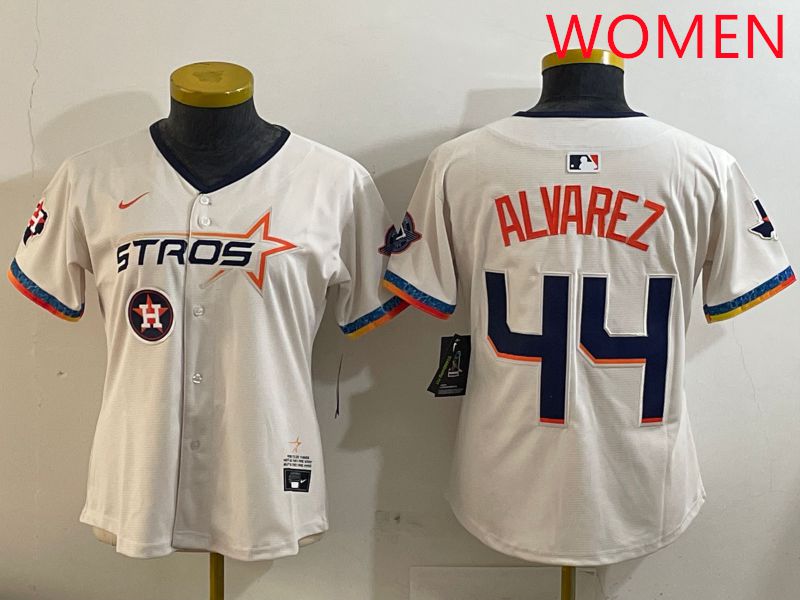 Women Houston Astros #44 Alvarez Cream Fourth generation Joint Name Nike 2025 MLB Jersey style 7